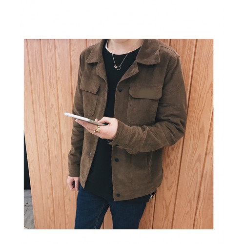 brand men's jacket solid color jacket jacket men's youth corduroy jacket coat clothing