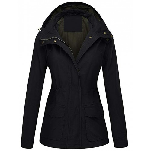 Women's Versatile Military Hooded Jacket with Drawstring